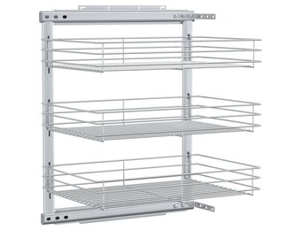 vidaXL Draadmand keuken uittrekbaar 3-laags 47x35x56 cm zilverkleurig