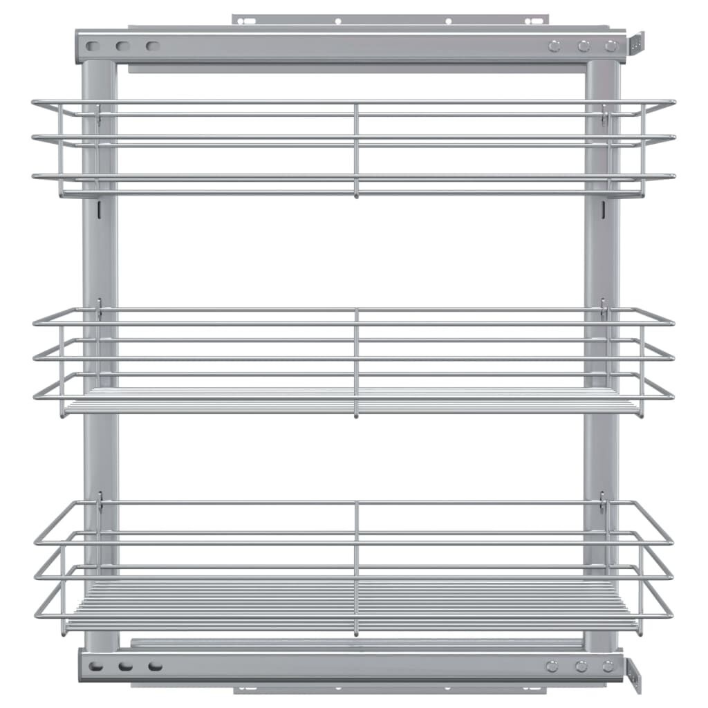 vidaXL Draadmand keuken uittrekbaar 3-laags 47x35x56 cm zilverkleurig