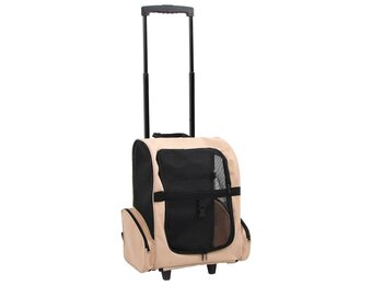 vidaXL Huisdierentrolley inklapbaar beige