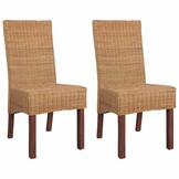 vidaXL Eetkamerstoelen 2x Natuurlijk Rattan (60% Korting)