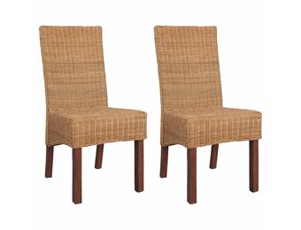 vidaXL Eetkamerstoelen 2x Natuurlijk Rattan (60% Korting)