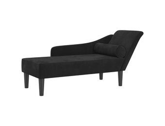 vidaXL Chaise longue met kussens fluweel zwart