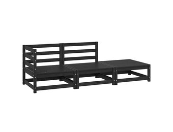 vidaXL Loungeset Grenenhout Zwart - 3-delig - 34% Korting