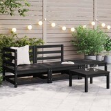 vidaXL Loungeset Grenenhout Zwart - 3-delig - 34% Korting