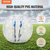 VEVOR Opblaasbare Bumper Ball Set - 1-Pack, 1.2M, 0.8mm Dik PVC Zorb Ballen voor Volwassenen en Tieners