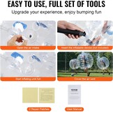VEVOR Opblaasbare Bumper Ball Set - 1-Pack, 1.2M, 0.8mm Dik PVC Zorb Ballen voor Volwassenen en Tieners