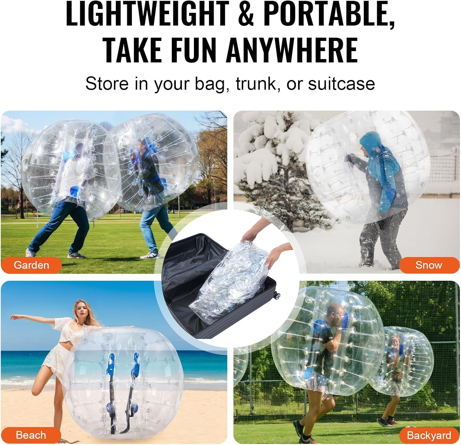 VEVOR Opblaasbare Bumper Ball Set - 1-Pack, 1.2M, 0.8mm Dik PVC Zorb Ballen voor Volwassenen en Tieners
