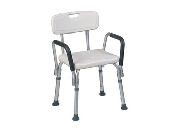 Teqler ® T-135303 douchestoel, badkruk, hoogte verstelbaar 38-45 cm, wit/grijs