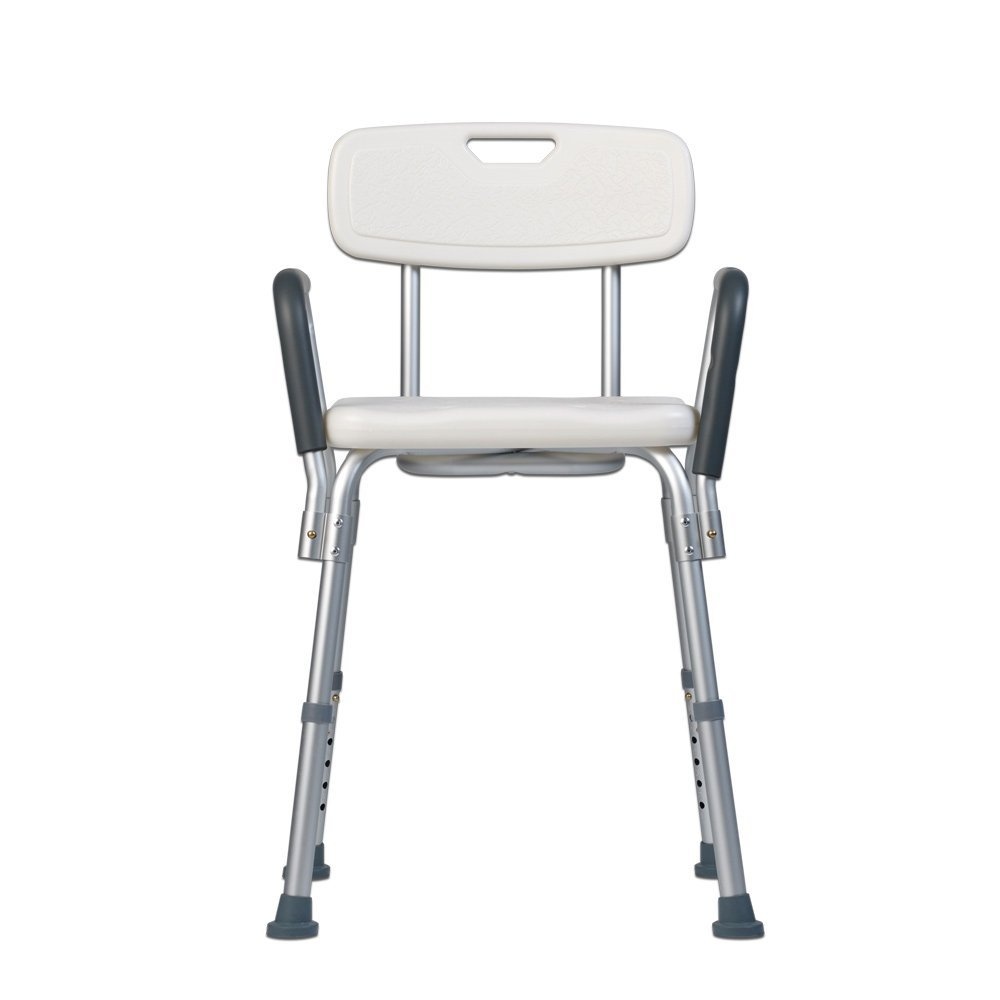Teqler ® T-135303 douchestoel, badkruk, hoogte verstelbaar 38-45 cm, wit/grijs