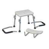 Teqler ® T-135303 douchestoel, badkruk, hoogte verstelbaar 38-45 cm, wit/grijs