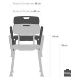 Teqler ® T-135303 douchestoel, badkruk, hoogte verstelbaar 38-45 cm, wit/grijs
