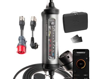 Juice Booster 3 air Basic Set, Mobile Wallbox 11kW met app, Lader voor EV met Laadkabel Type 2, Superlicht en Flexibel, Waterdicht IP67, Incl. Adapter CEE16 Rood 3-fase + EU Schuko