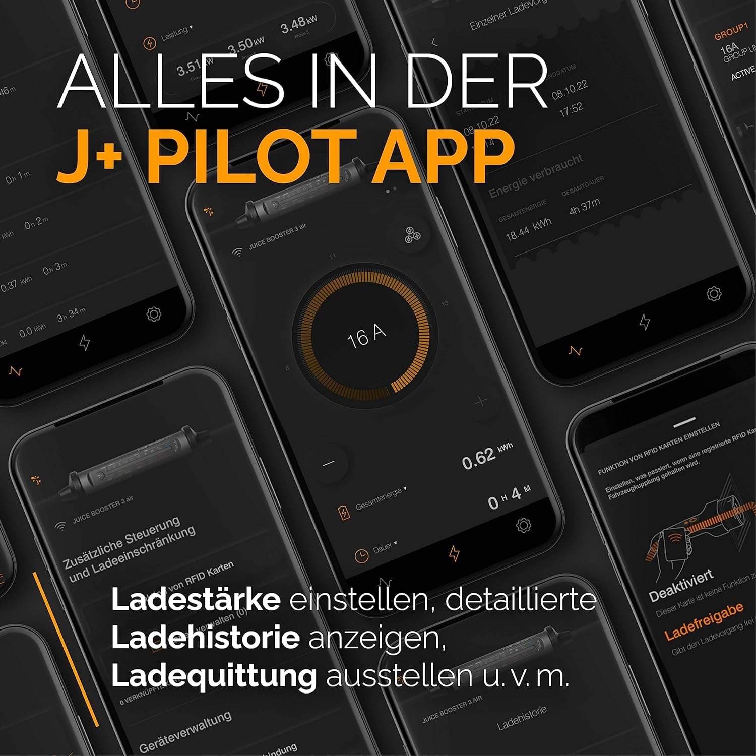 Juice Booster 3 air Basic Set, Mobile Wallbox 11kW met app, Lader voor EV met Laadkabel Type 2, Superlicht en Flexibel, Waterdicht IP67, Incl. Adapter CEE16 Rood 3-fase + EU Schuko