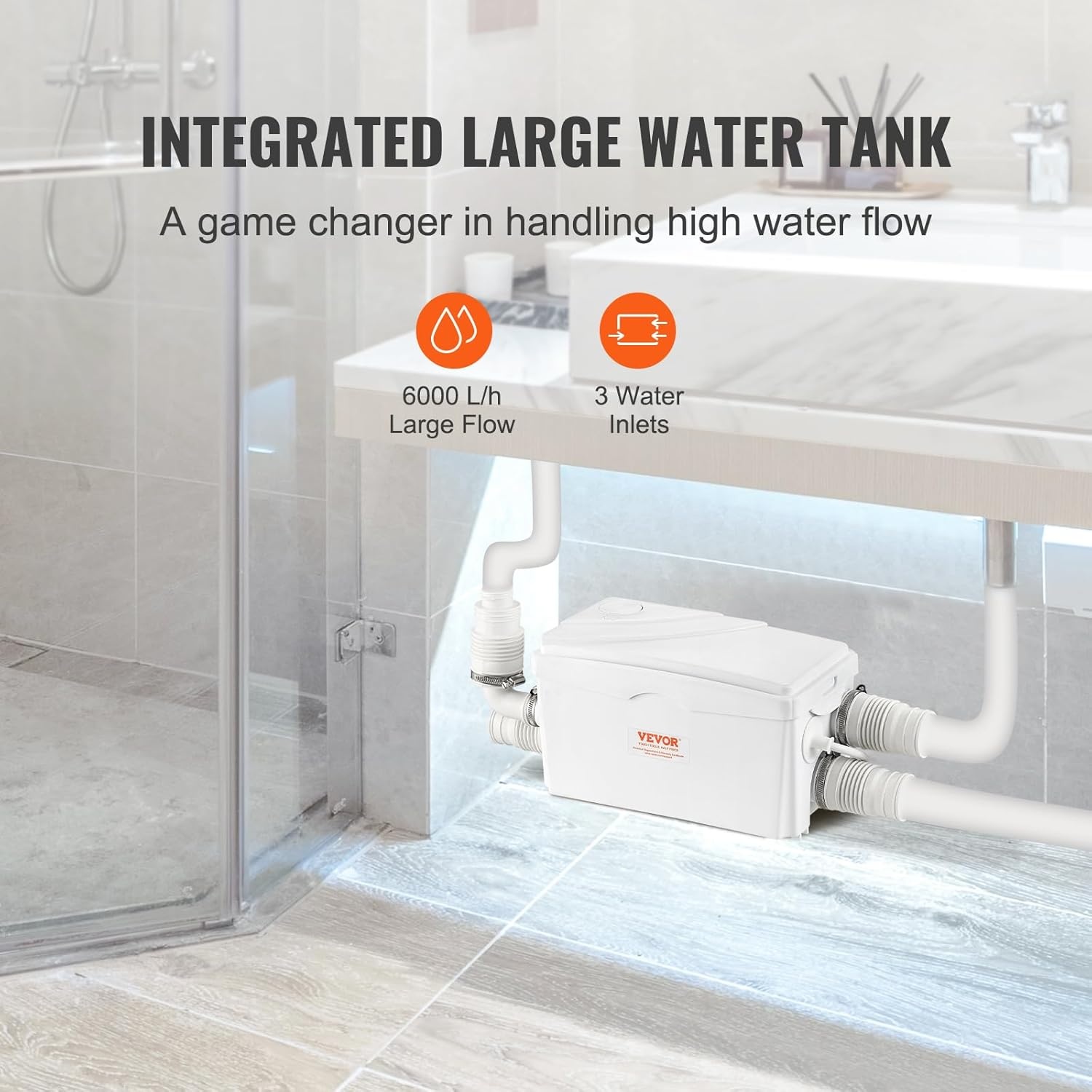 VEVOR Verkleiningspomp 350 W, debiet 6000 l/u, opvoerhoogte 7 m, hakpomp voor Luridewater met 3 waterinlaten voor wijnkelder, afvalwaterverwijderingsmachine