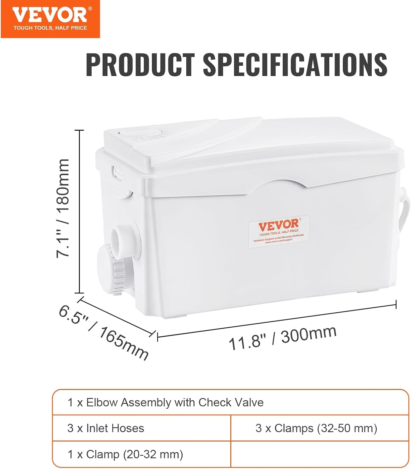 VEVOR Verkleiningspomp 350 W, debiet 6000 l/u, opvoerhoogte 7 m, hakpomp voor Luridewater met 3 waterinlaten voor wijnkelder, afvalwaterverwijderingsmachine