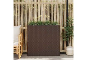 Verhoogde Plantenbak met 4 Potten - Poly Rattan Bruin - 52% Korting