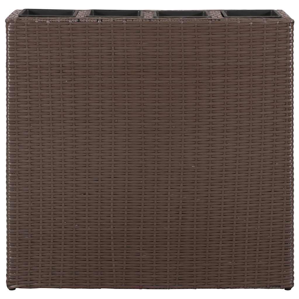 vidaXL Plantenbak verhoogd met 4 potten poly rattan bruin