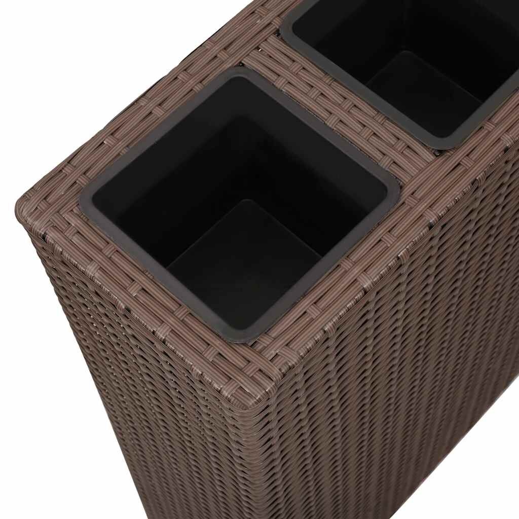vidaXL Plantenbak verhoogd met 4 potten poly rattan bruin