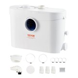 VEVOR Hefsysteem, 700 W, 9600 l/h debiet, 10 m pomphoogte, hakmolen-afvalwaterpomp met 3 waterinlaten voor toilet, kelder, keuken, wastafel, badkuip, afvalwaterafvoer, spoelmachine