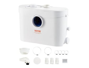 VEVOR Hefsysteem, 700 W, 9600 l/h debiet, 10 m pomphoogte, hakmolen-afvalwaterpomp met 3 waterinlaten voor toilet, kelder, keuken, wastafel, badkuip, afvalwaterafvoer, spoelmachine