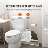 VEVOR Hefsysteem, 700 W, 9600 l/h debiet, 10 m pomphoogte, hakmolen-afvalwaterpomp met 3 waterinlaten voor toilet, kelder, keuken, wastafel, badkuip, afvalwaterafvoer, spoelmachine