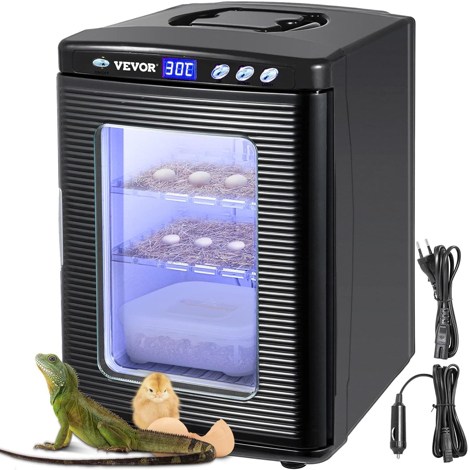 Happybuy Scientific Lab Incubator, 25 liter, koelen en verwarmen, 5-60 °C, 12 V/110 V, werkt voor kleine reptielen, zwart