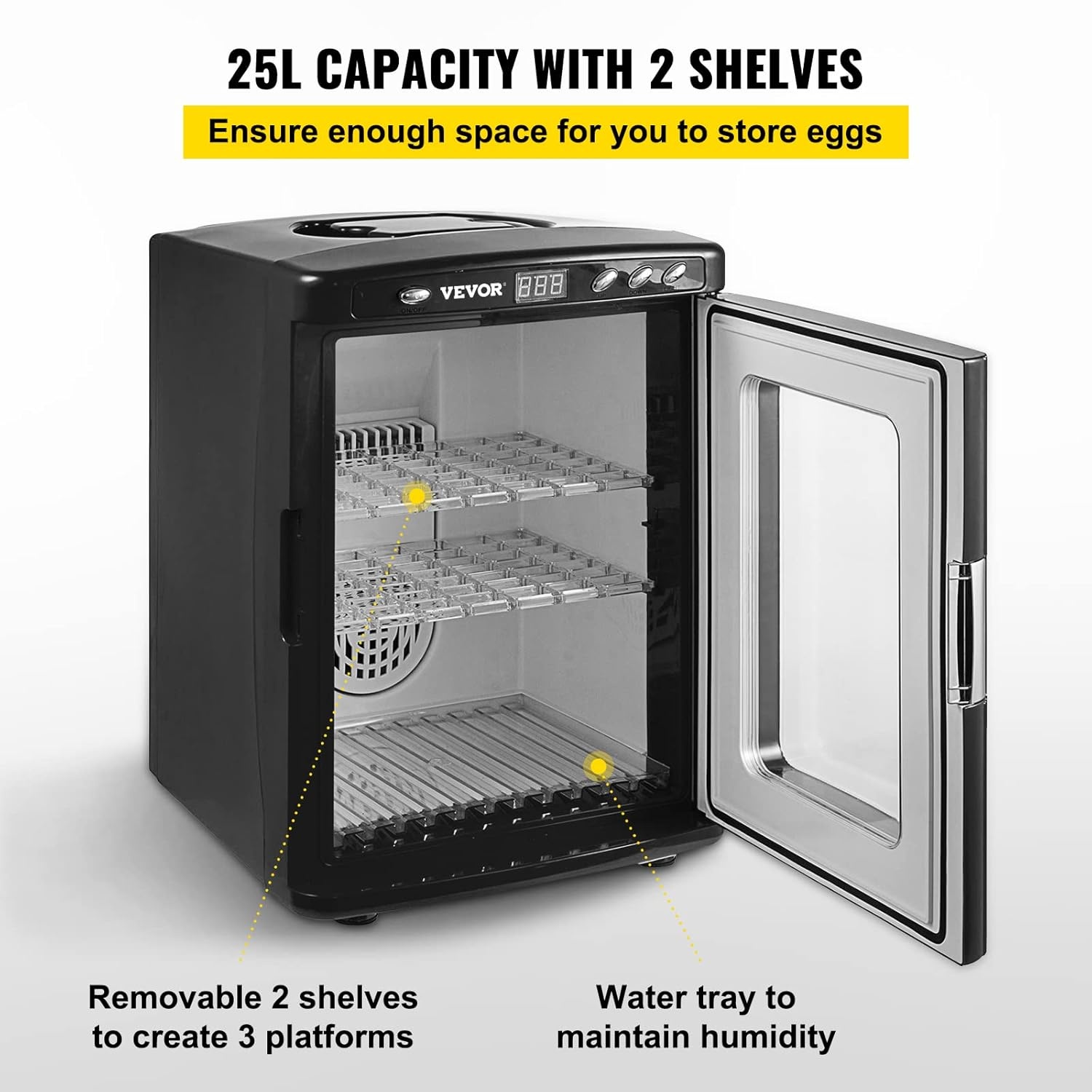 Happybuy Scientific Lab Incubator, 25 liter, koelen en verwarmen, 5-60 °C, 12 V/110 V, werkt voor kleine reptielen, zwart