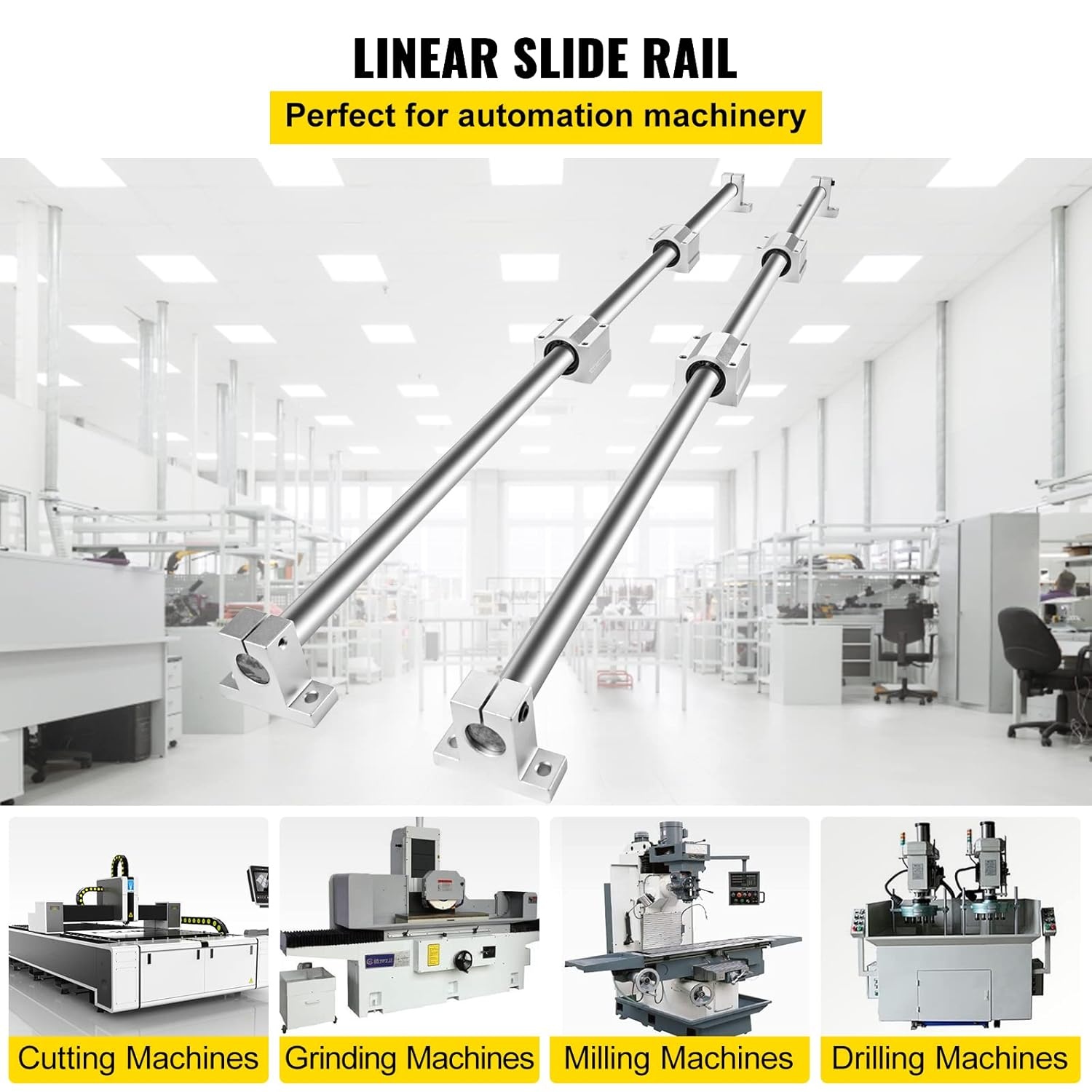 VEVOR Lineaire geleiderailset, SFC20 1000 mm, 2 x SFC20 geleiderails 39,4 inch/1000 mm, 4 x SC20 glijblokken, 4 x railhouders, lineaire rails en machinelagerset