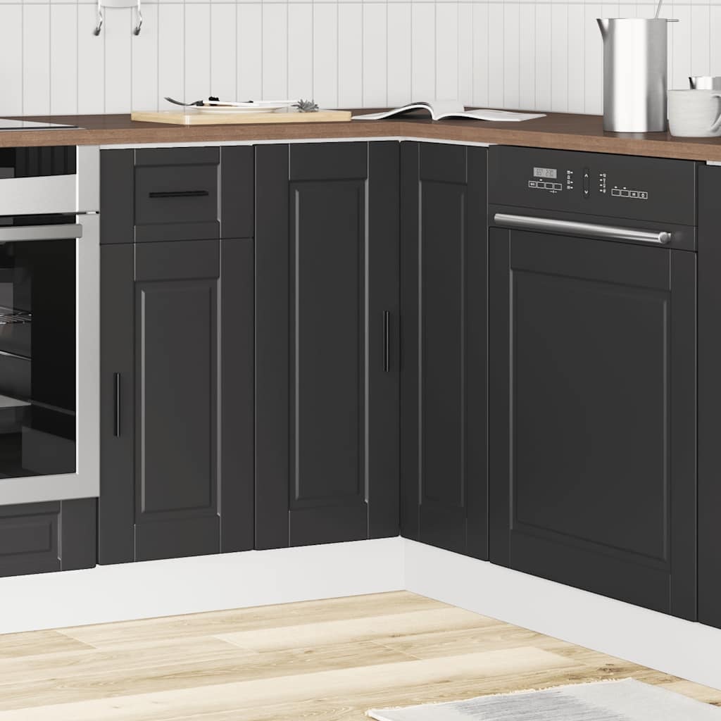 vidaXL Keuken hoekonderkast "Porto" bewerkt hout zwart