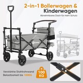 Sekey Stevige Handkar Grijze Oxford Stof met PU Wielen