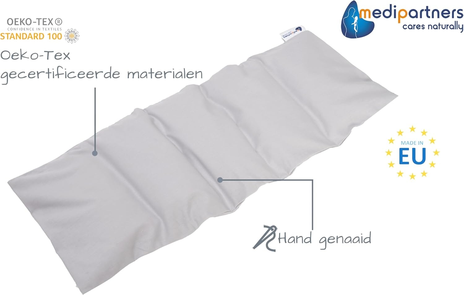 Kersenpit Kussen 60x20cm 800g 100% Katoen Medi Partners 5 kamers Graankussen Grote Eco Natuur Warmtekussen Koudetherapie Afneembare Hoes