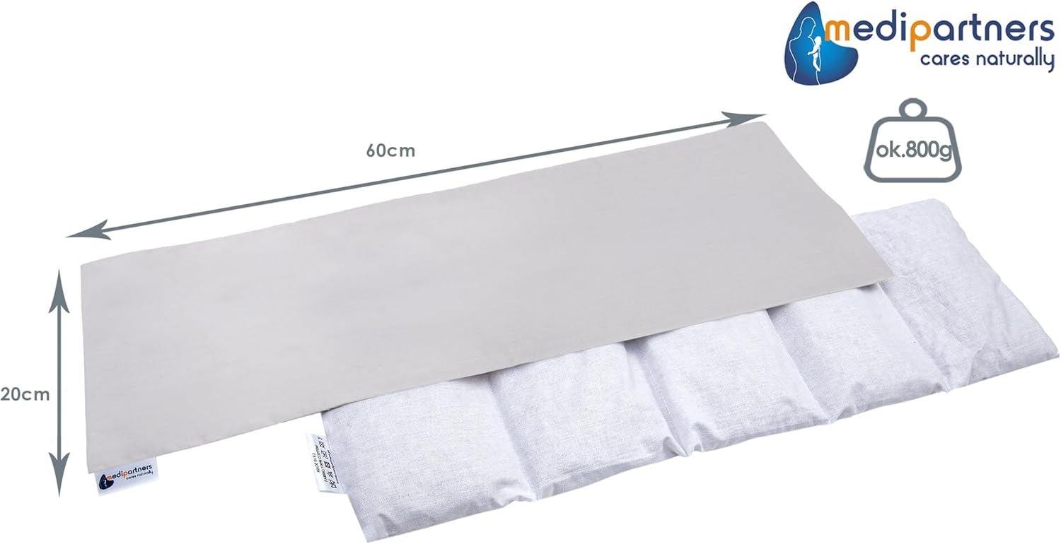 Kersenpit Kussen 60x20cm 800g 100% Katoen Medi Partners 5 kamers Graankussen Grote Eco Natuur Warmtekussen Koudetherapie Afneembare Hoes