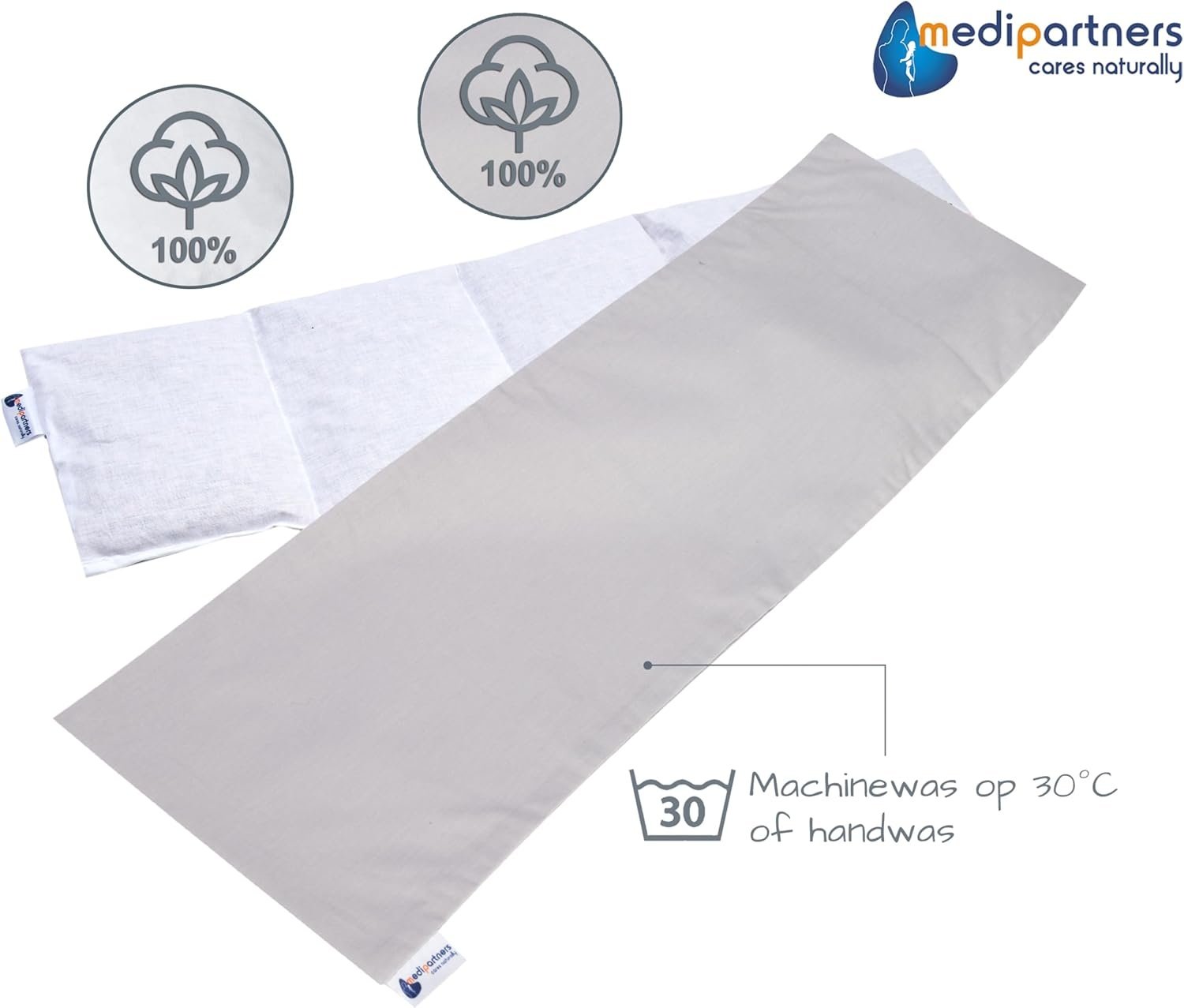 Kersenpit Kussen 60x20cm 800g 100% Katoen Medi Partners 5 kamers Graankussen Grote Eco Natuur Warmtekussen Koudetherapie Afneembare Hoes