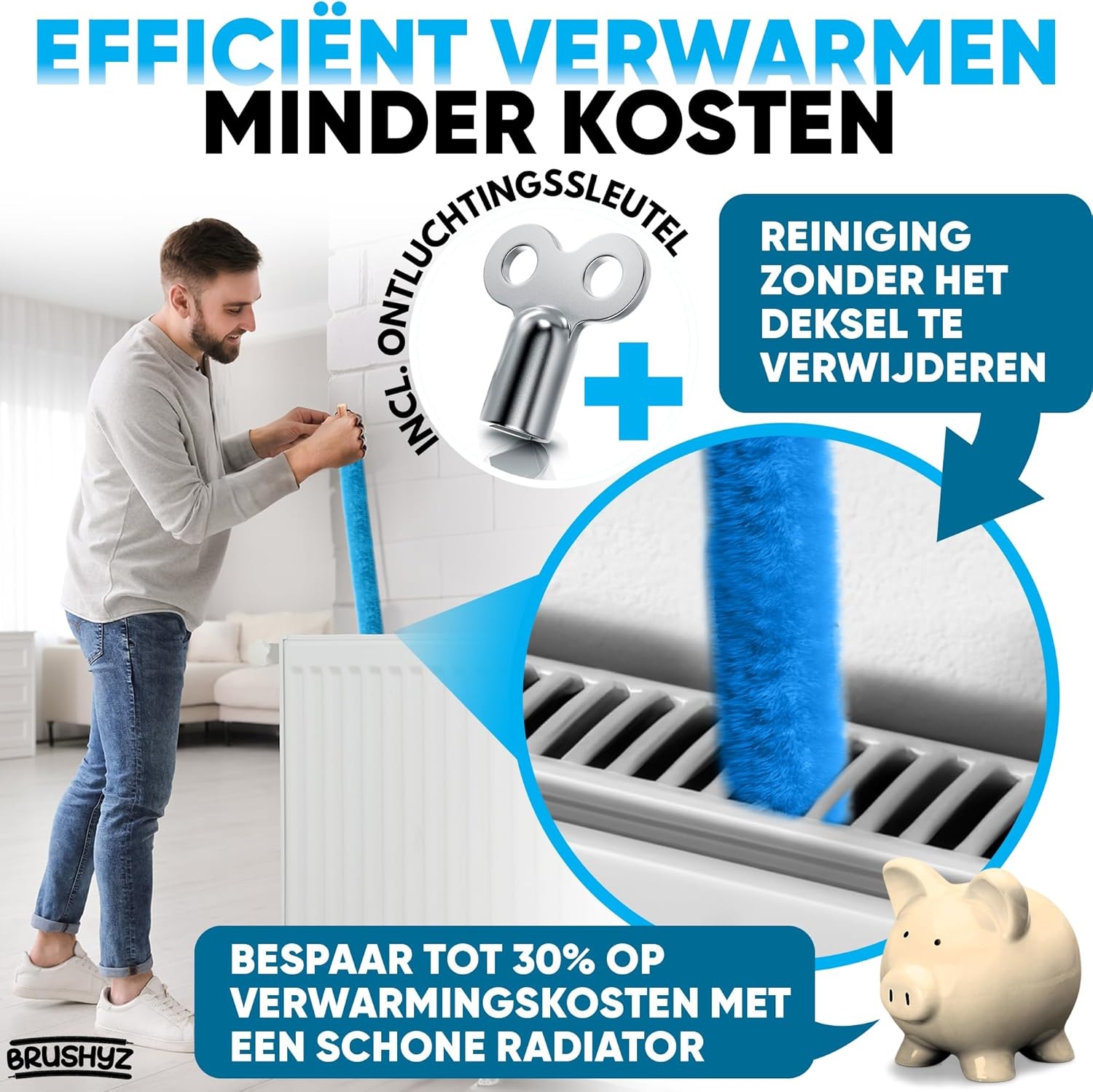 Radiatorborstel Lang 115cm Blauw - 37% Korting
