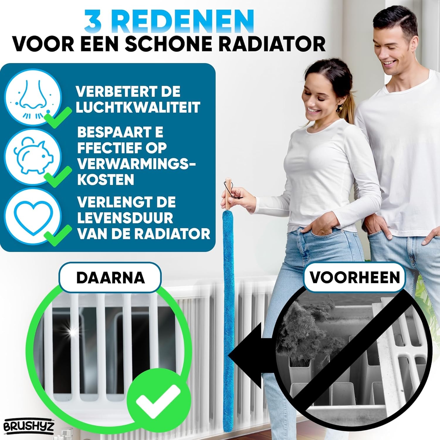 Radiatorborstel Lang 115cm Blauw - 37% Korting