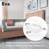 LIONELO Eva Bedhekje 150 x 42 cm – Veilig Bedhek met StandSafe Blokkade, Secure Belt Riemen – 180° Opvouwbaar – Duurzaam Aluminium Frame – Voor Baby, Peuters en Kinderen – Gemakkelijk te Monteren