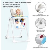Kinderkraft hoge kinderstoel YUMMY, babystoel, ergonomisch, comfortabel, verstelbare rugleuning, opvouwbaar, met verstelbare hoogte, voetensteun, verwijderbaar dubbel eetblad, grijs