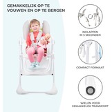 Kinderkraft hoge kinderstoel YUMMY, babystoel, ergonomisch, comfortabel, verstelbare rugleuning, opvouwbaar, met verstelbare hoogte, voetensteun, verwijderbaar dubbel eetblad, grijs