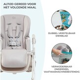 Kinderkraft hoge kinderstoel YUMMY, babystoel, ergonomisch, comfortabel, verstelbare rugleuning, opvouwbaar, met verstelbare hoogte, voetensteun, verwijderbaar dubbel eetblad, grijs