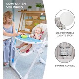 Kinderkraft hoge kinderstoel YUMMY, babystoel, ergonomisch, comfortabel, verstelbare rugleuning, opvouwbaar, met verstelbare hoogte, voetensteun, verwijderbaar dubbel eetblad, grijs