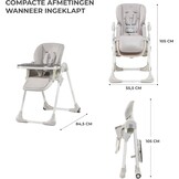 Kinderkraft hoge kinderstoel YUMMY, babystoel, ergonomisch, comfortabel, verstelbare rugleuning, opvouwbaar, met verstelbare hoogte, voetensteun, verwijderbaar dubbel eetblad, grijs