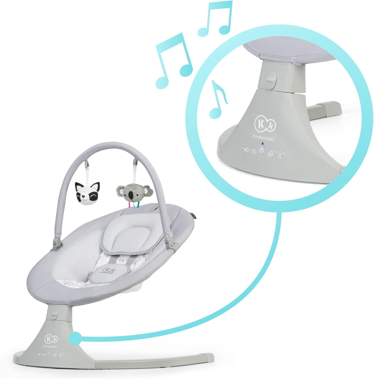 Kinderkraft LULI Elektrische Baby Schommelstoel 4 kg Grijs