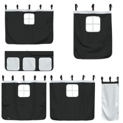 vidaXL Kinderhoogslaper Gordijnen Polyester Wit/Zwart 65% Korting