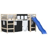 vidaXL Kinderhoogslaper Gordijnen Polyester Wit/Zwart 65% Korting