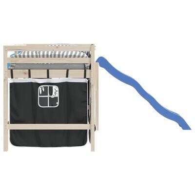 vidaXL Kinderhoogslaper Gordijnen Polyester Wit/Zwart 65% Korting