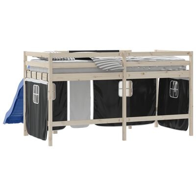 vidaXL Kinderhoogslaper Gordijnen Polyester Wit/Zwart 65% Korting