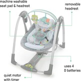 Ingenuity - Swing 'n Go draagbare schommel - Knuffels en toeters, 5 swingsnelheden, 8 rustgevende melodieën, verwijderbare speelgoedbeugel, vanaf pasgeboren leeftijd, grijs