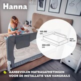 LIONELO Hanna Bedhekje 150 x 66 cm – Hoog Veilig Bedhek met StandSafe Vergrendeling, Secure Riemen – 180° Opvouwbaar – Duurzaam Aluminium Frame – Voor Baby, Peuters en Kinderen, Gemakkelijke Montage