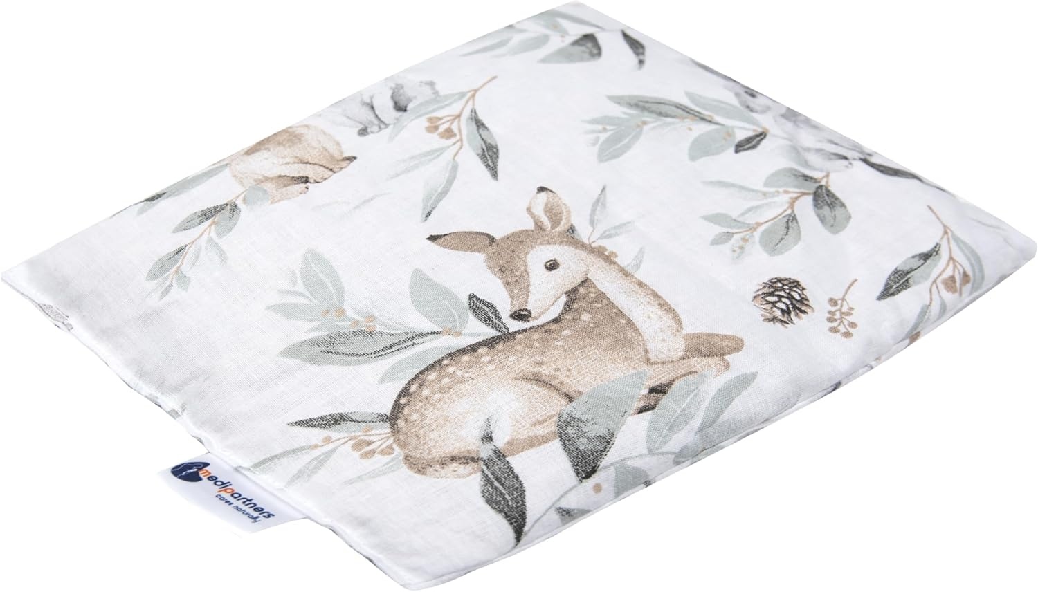 Kersenstenen kussen korrelkussen groot warmtekussen 500g rechthoek 20x25cm eco natuur 100% katoen Medi Partners warmte + koudetherapie massagetherapie (Herten in de bladeren)