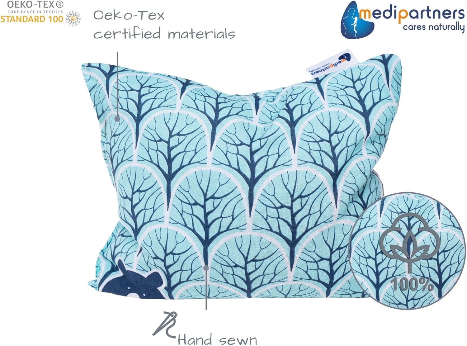 Medi Partners Kerspit Kussen 500g - Warmte & Koude Therapie - Natuurlijk Katoen - Boskleur